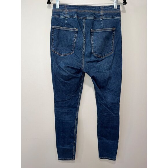 Free People Lace-Up Jeans With Back Pockets Dark Wash Denim Size 28‎ - Picture 3 of 9